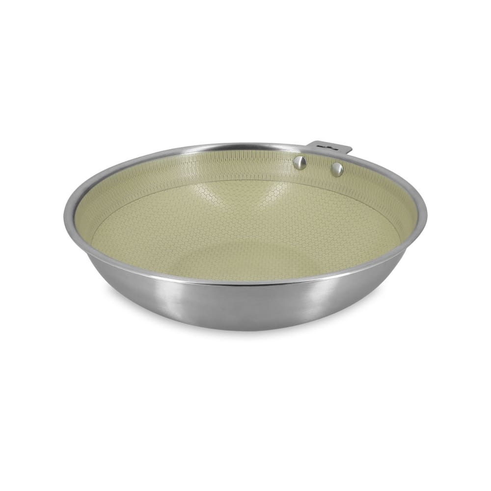 Wok 28cm en acier inoxydable et manche amovible vert