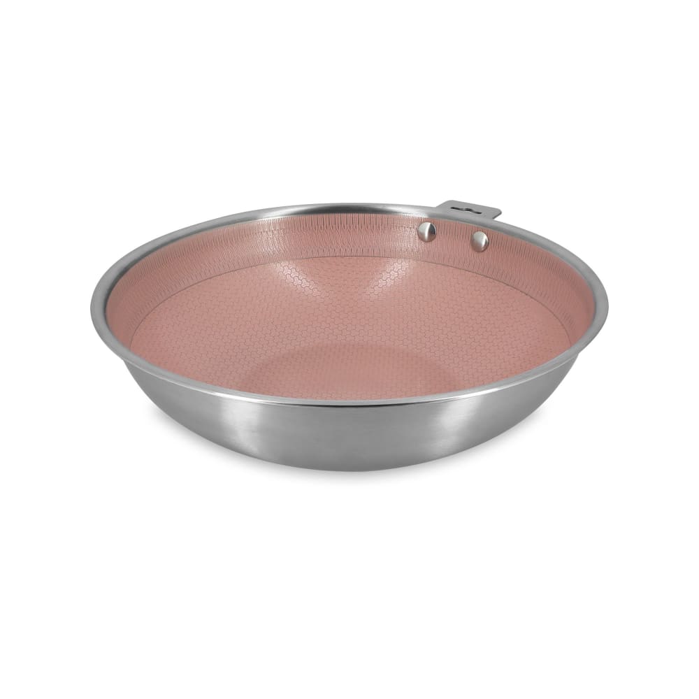 Wok 28cm en acier inoxydable et manche amovible rose