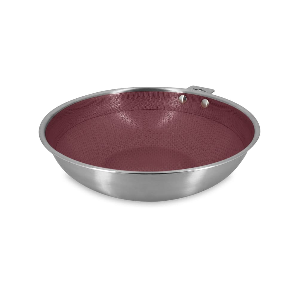 Wok 28cm en acier inoxydable et manche amovible lie de vin