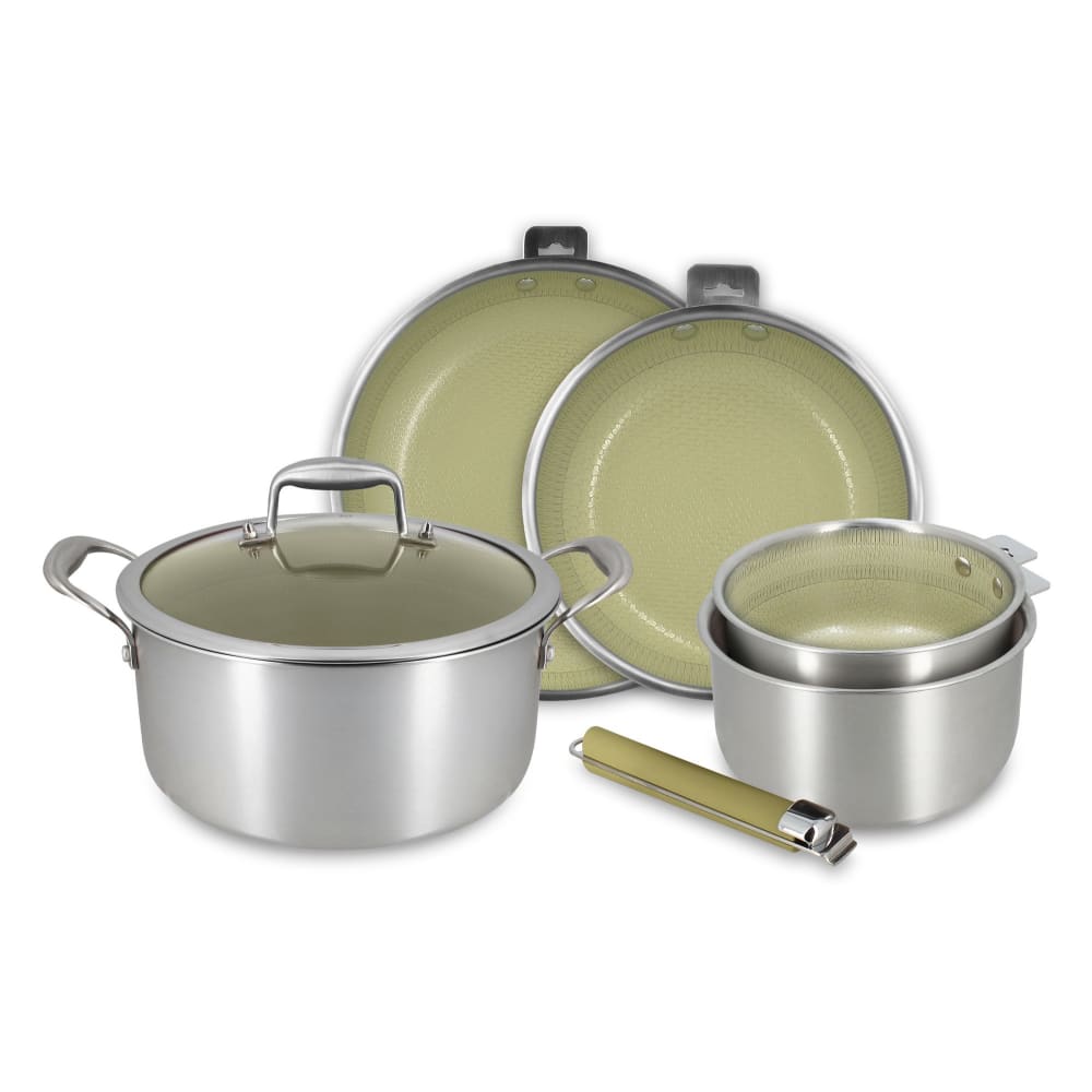 Batterie de cuisine 6 pièces en acier inoxydable vert