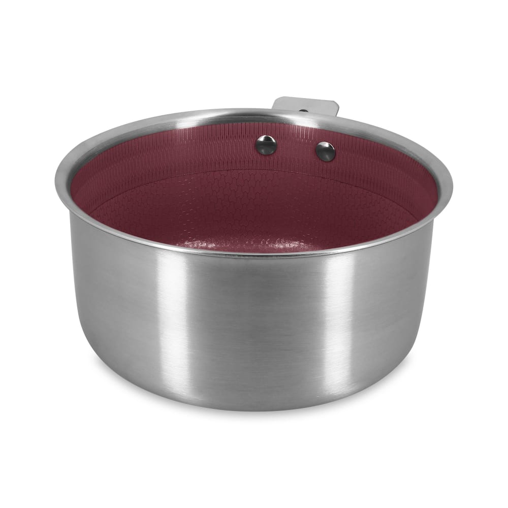 Casserole 20cm en acier inoxydable et manche amovible lie de vin