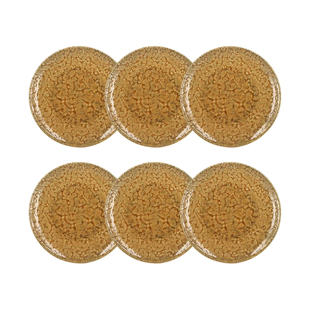 Lot de 6 assiettes à dessert 20cm en grès jaune Lot de 6 assiettes à dessert 20cm en grès jaune