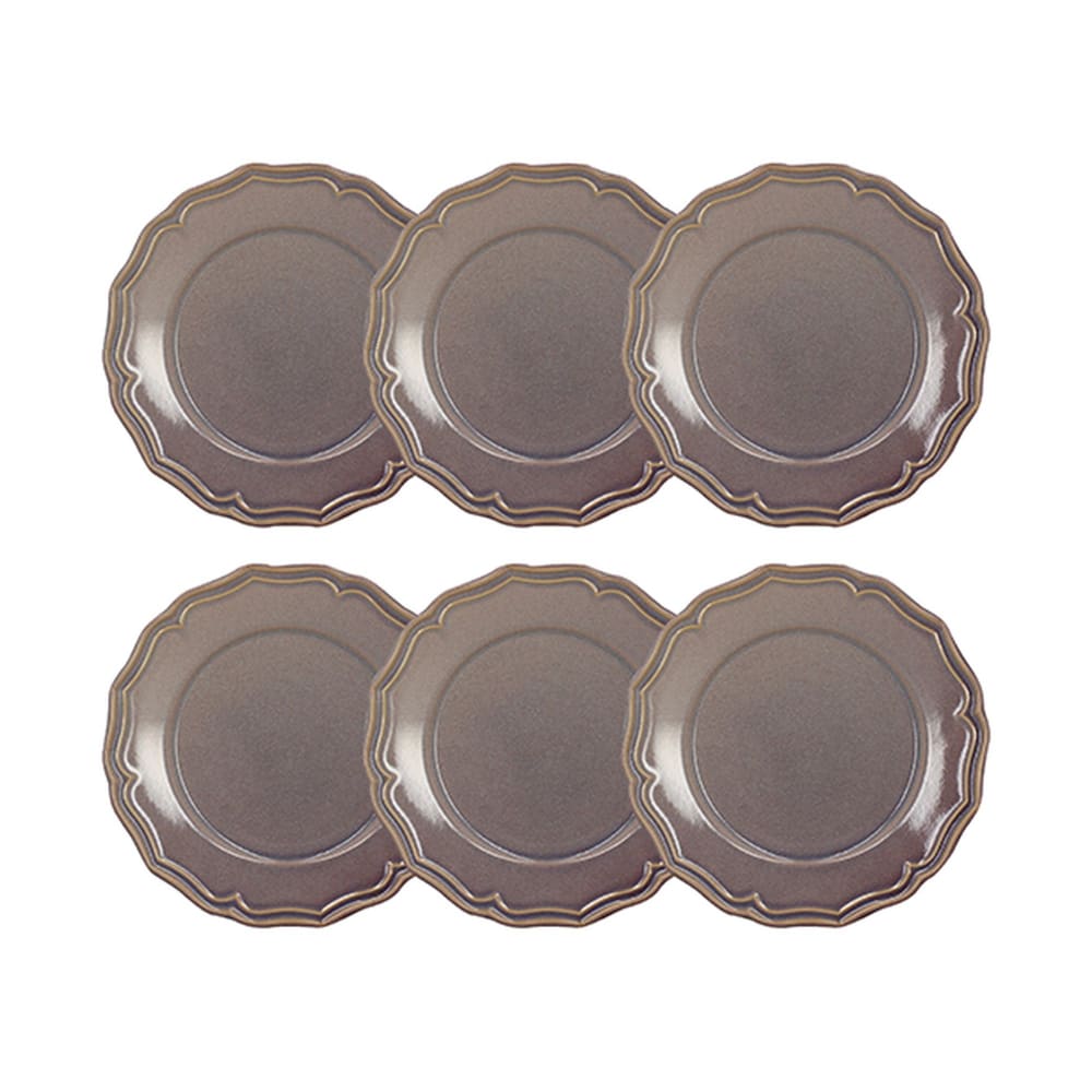 Lot de 6 assiettes à dessert 22cm en grès violet