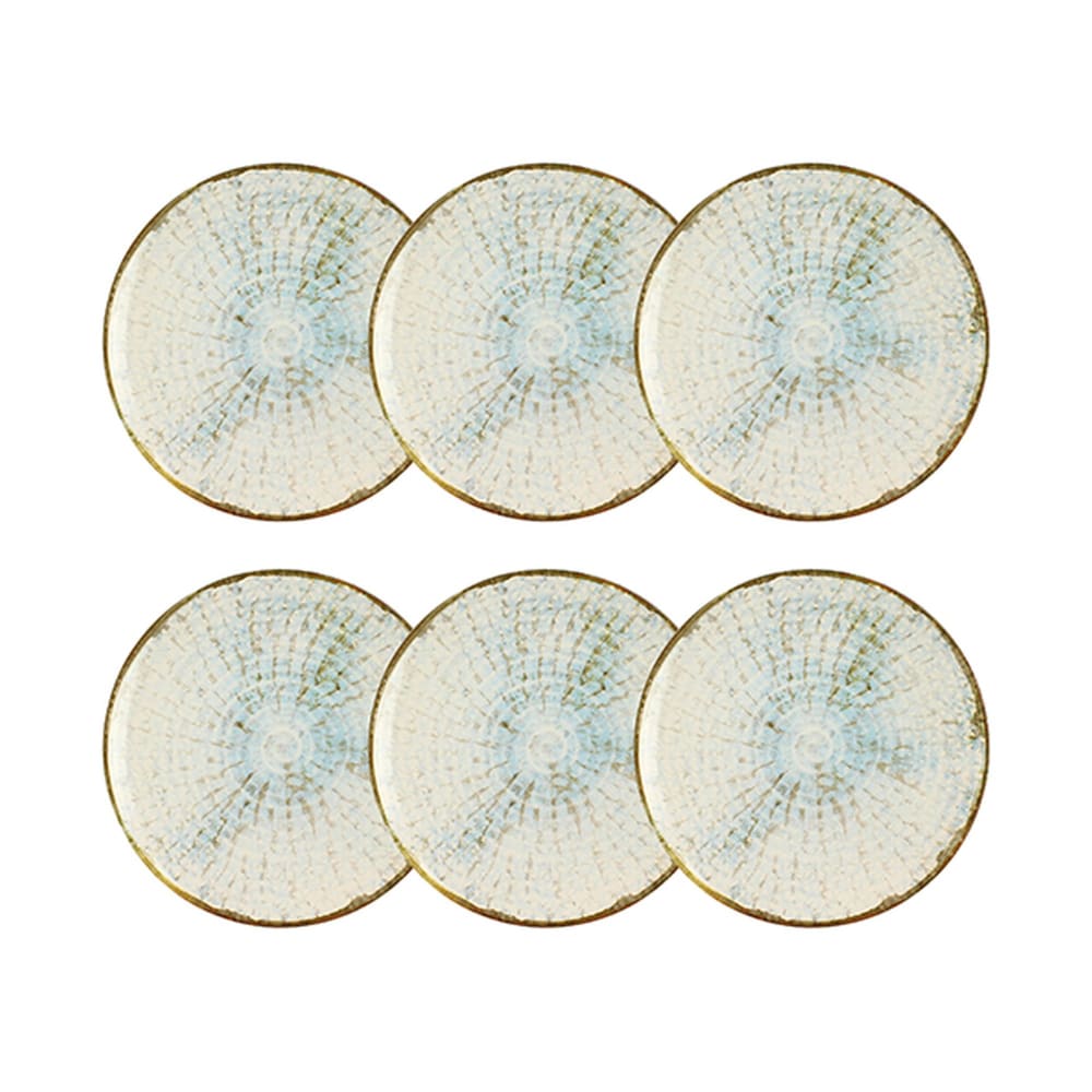 Lot de 6 assiettes à dessert 20cm en faience bleu et blanc Lot de 6 assiettes à dessert 20cm en faience bleu et blanc