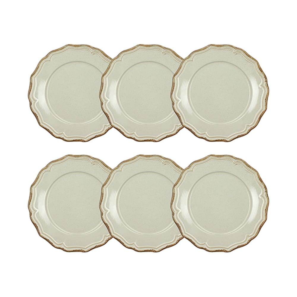 Lot de 6 assiettes à dessert 22cm en grès beige