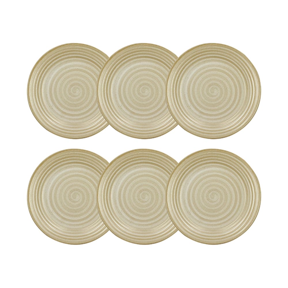 Lot de 6 assiettes à dessert 21cm en grès jaune