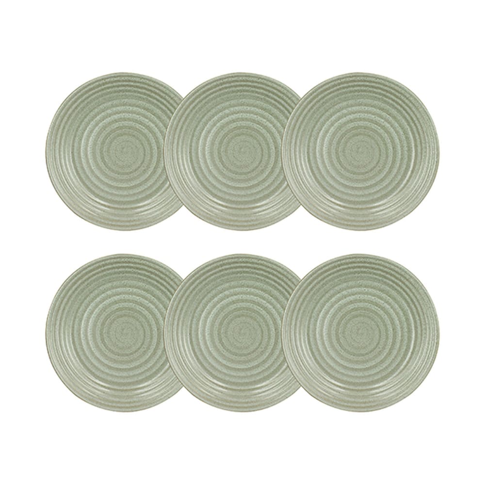 Lot de 6 assiettes à dessert 21cm en grès vert