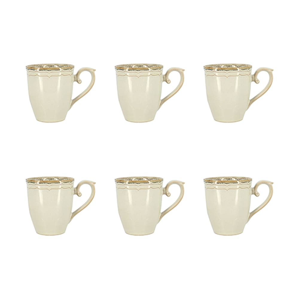 Lot de 6 mugs 30cl en grès beige