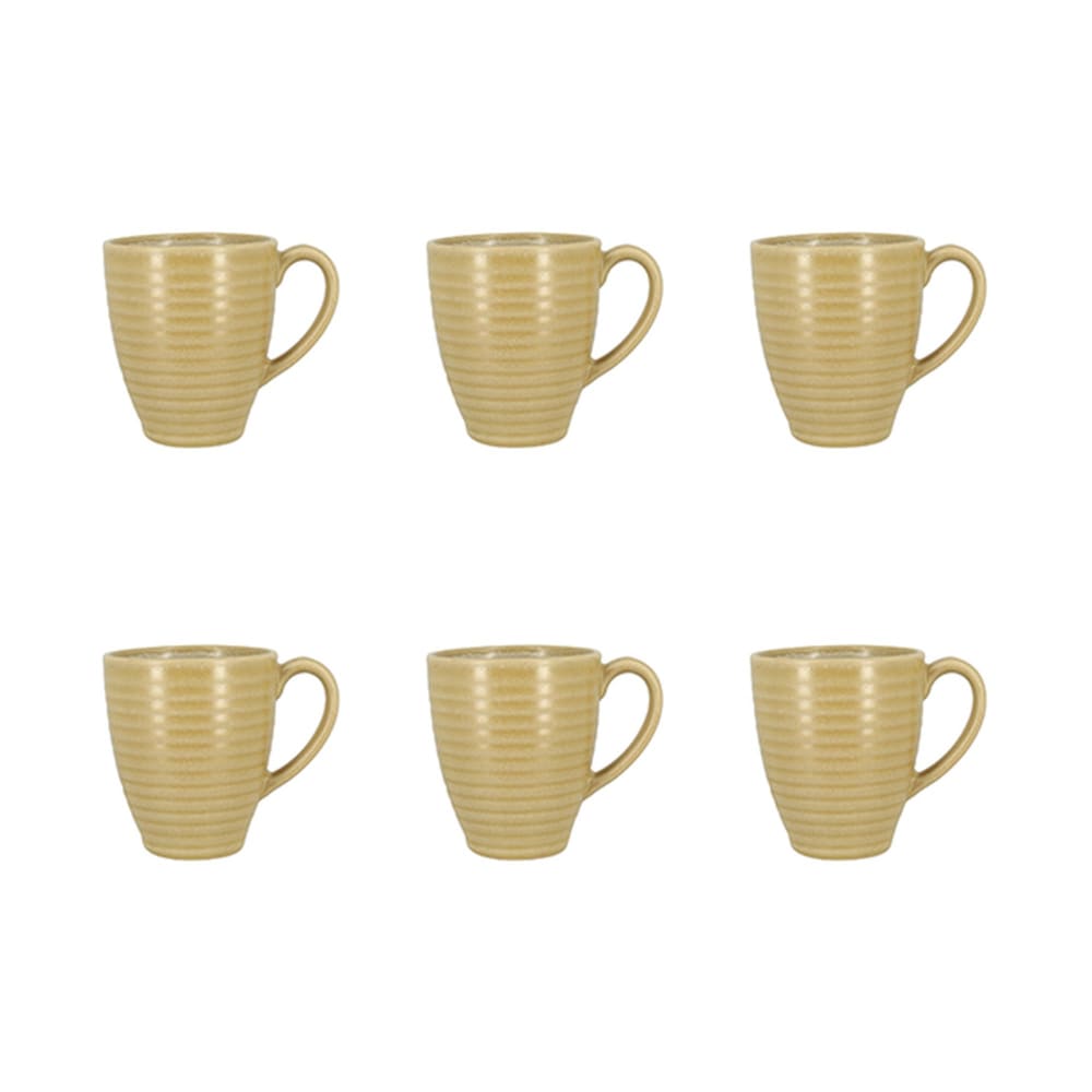 Lot de 6 mugs 40cl en grès jaune