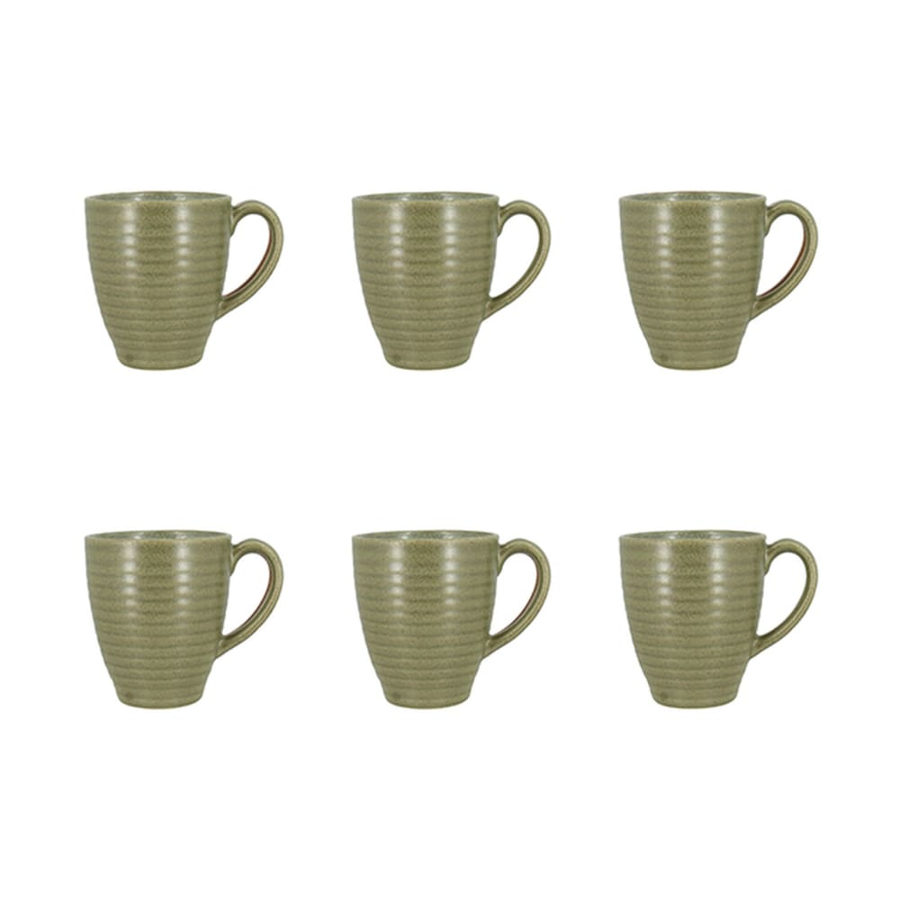 Lot de 6 mugs 40cl en grès vert