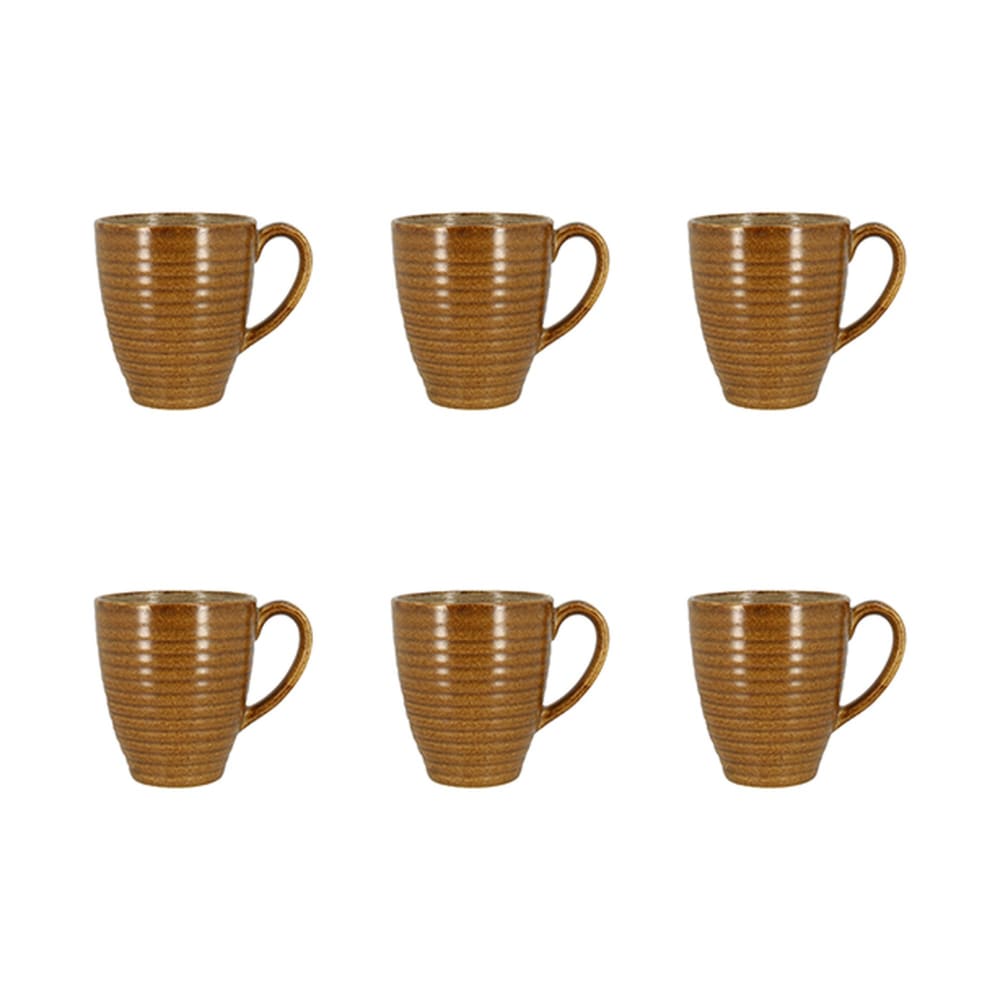 Lot de 6 mugs 40cl en grès caramel Lot de 6 mugs 40cl en grès caramel