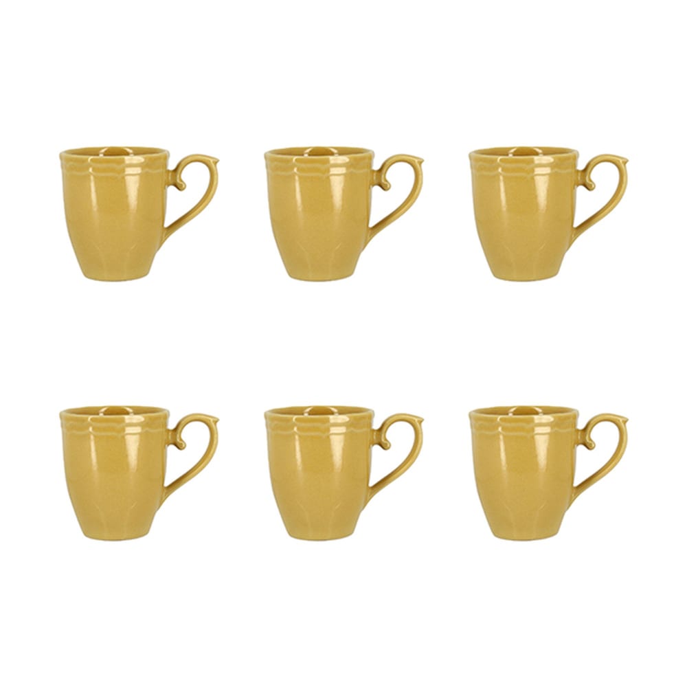Lot de 6 mugs 30cl en grès jaune
