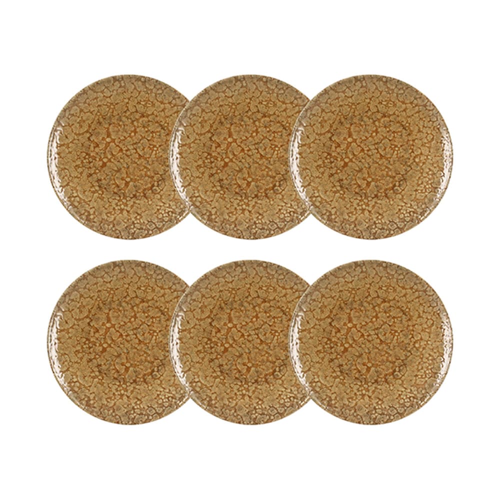 Lot de 6 assiettes plates 26cm en grès jaune