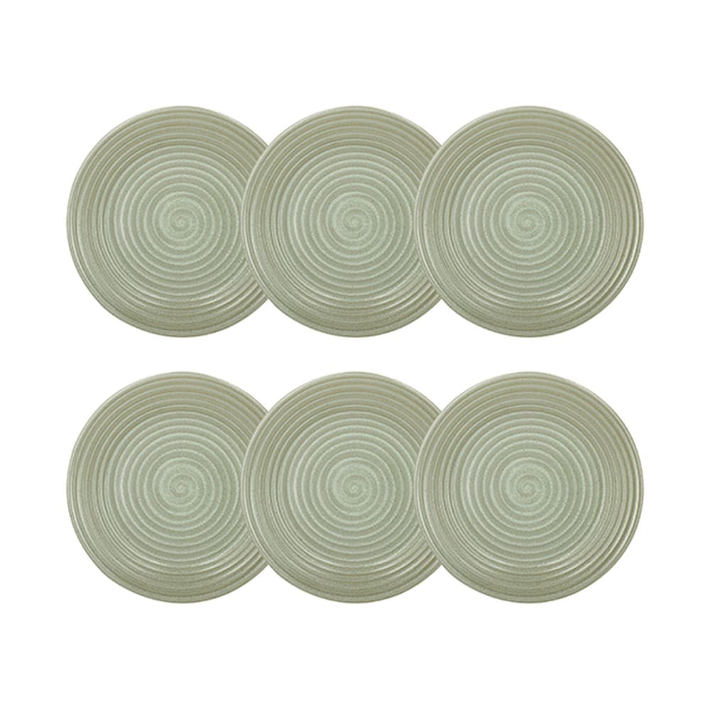 Lot de 6 assiettes plates 27cm en grès vert