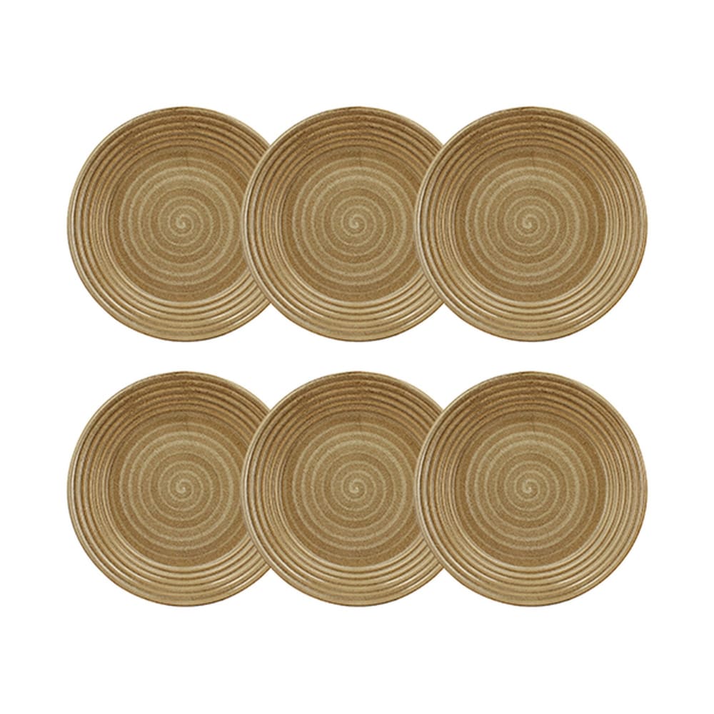 Lot de 6 assiettes plates 27cm en grès caramel