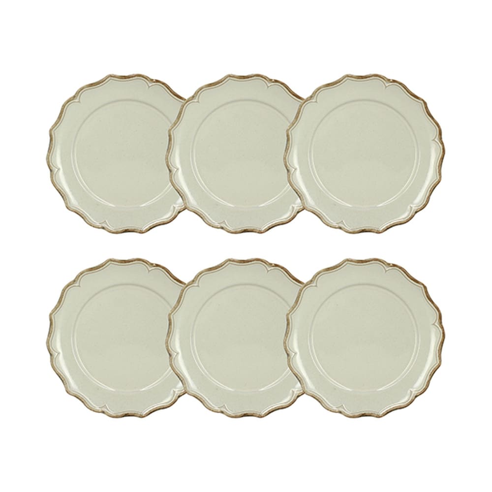 Lot de 6 assiettes plates 26,5cm en grès beige Lot de 6 assiettes plates 26,5cm en grès beige