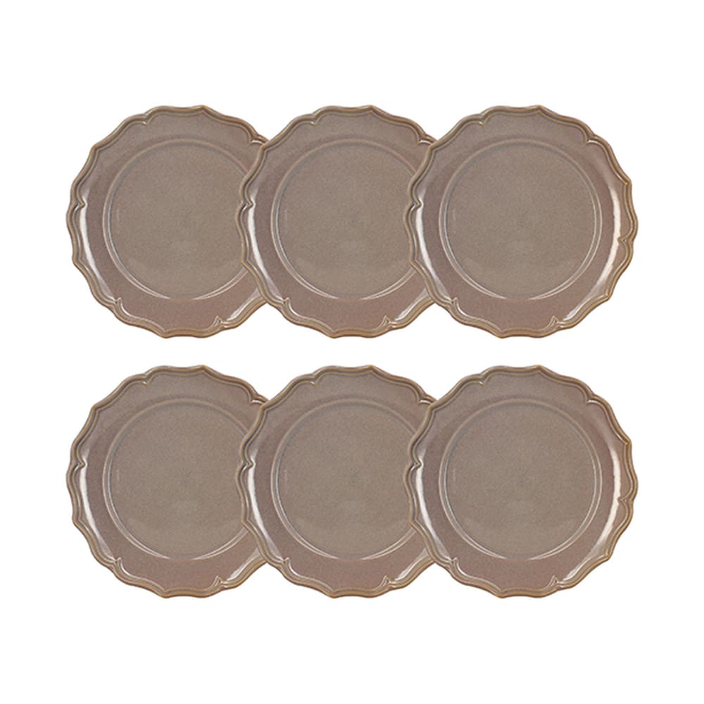 Lot de 6 assiettes plates 26,5cm en grès violet