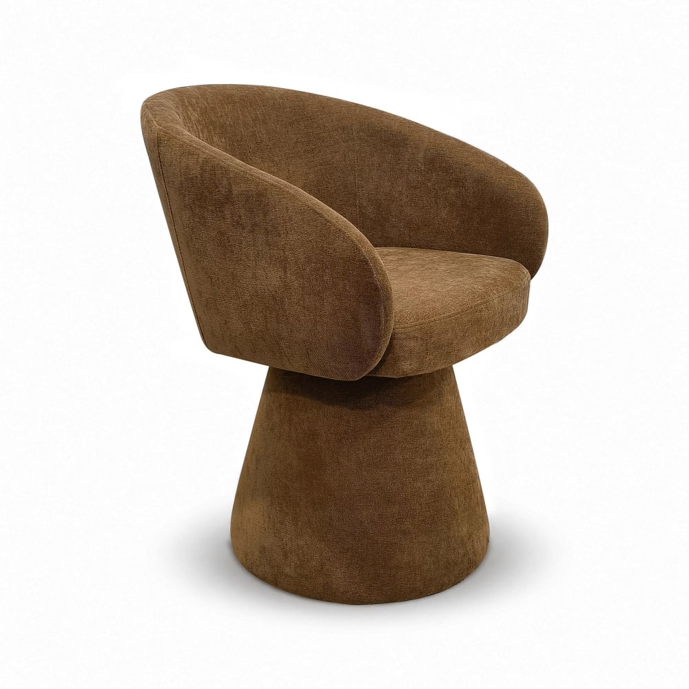 Fauteuil de table pivotant en velours terre de sienne Fauteuil de table pivotant en velours terre de sienne