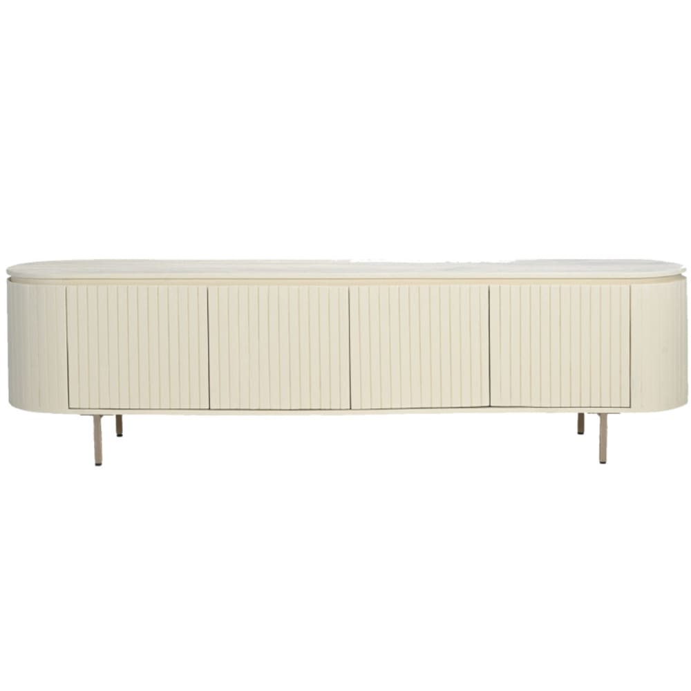 Meuble tv 210 cm en bois massif ivoire Meuble tv 210 cm en bois massif ivoire