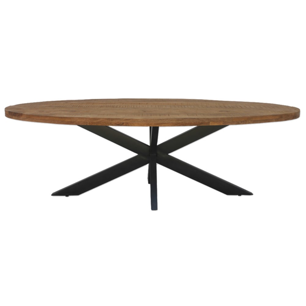 Moloo Ovaler Esstisch 10 Personen 240 cm aus Massivholz style industrial Braun