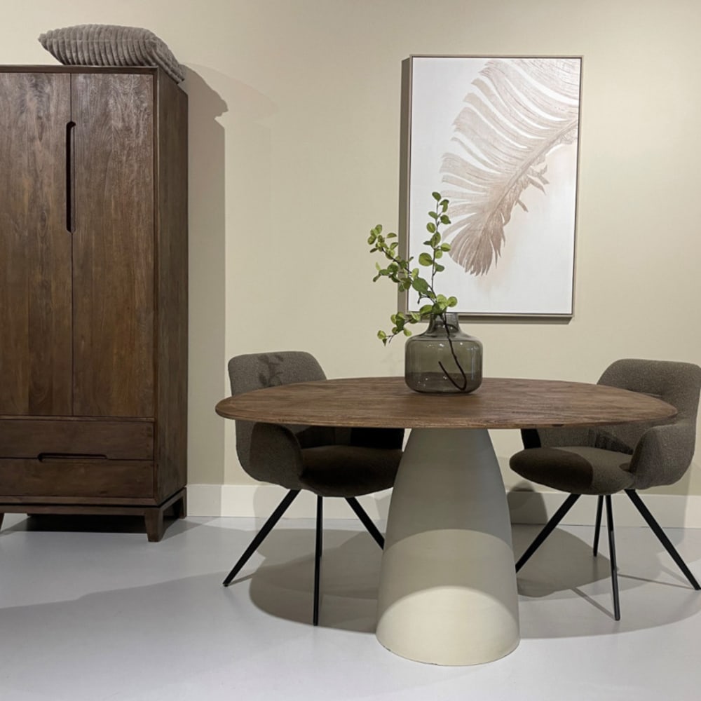 Runder Esstisch 4 Personen D140 cm aus braunem holz - Maisons Du