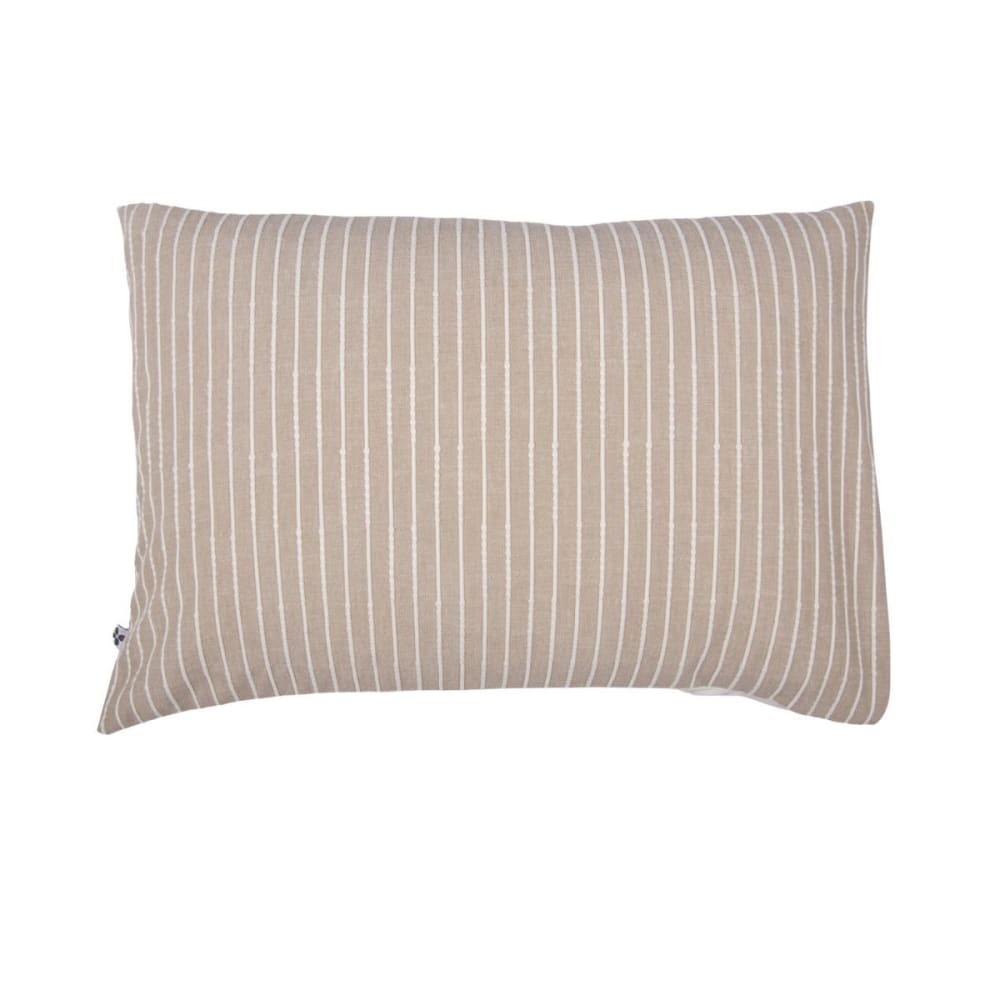 Taie d'oreiller 50x70cm coton tissage texturé coloris beige et blanc