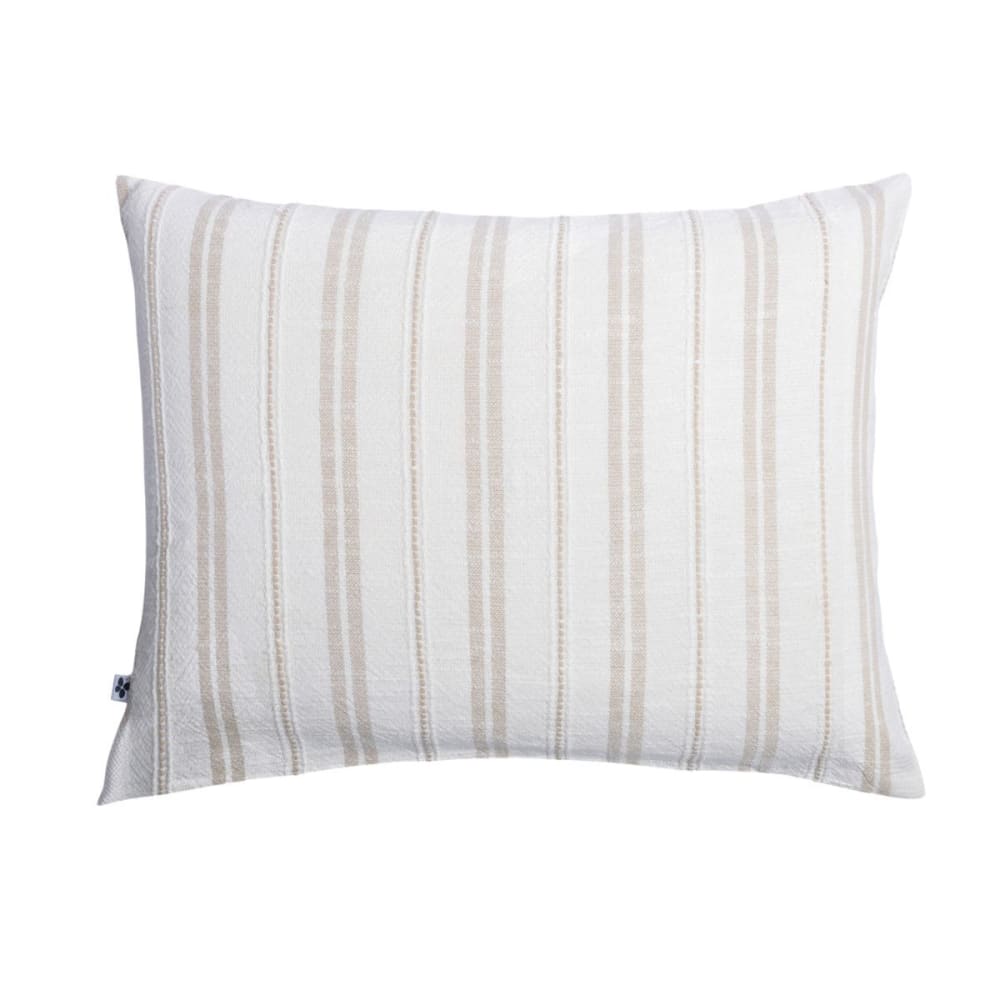 Taie d'oreiller 50x70cm coton tissage texturé coloris blanc rayé beige