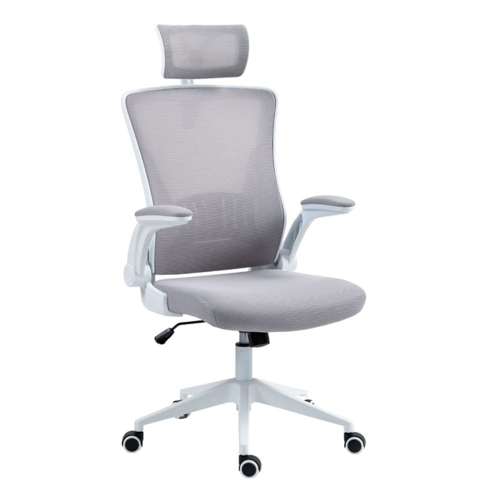 Fauteuil de bureau gris maille avec appui-tête et accoudoirs réglables Fauteuil de bureau gris maille avec appui-tête et accoudoirs réglables