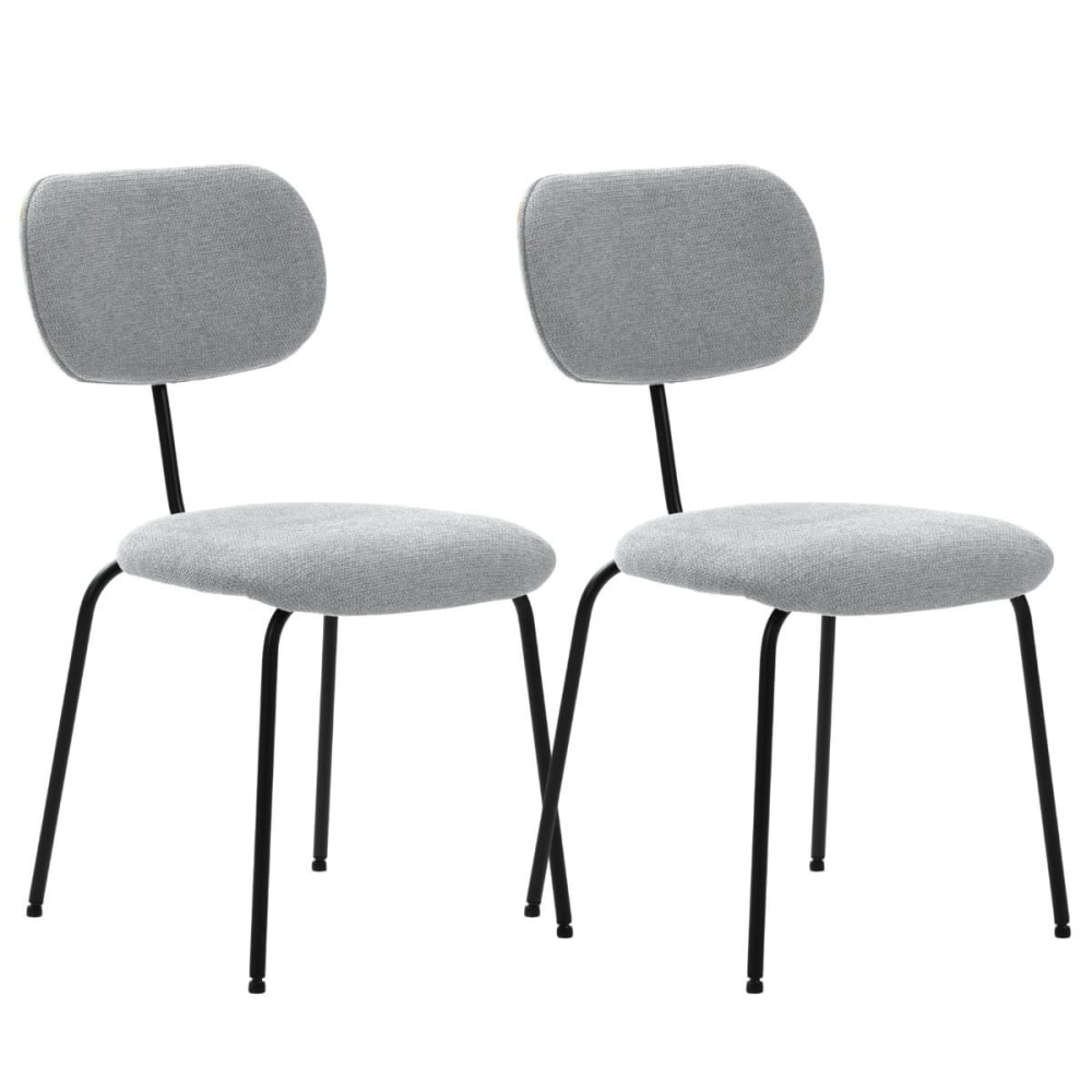 Lot de 2 chaises tissu maille gris arrière dossier bois pieds métal