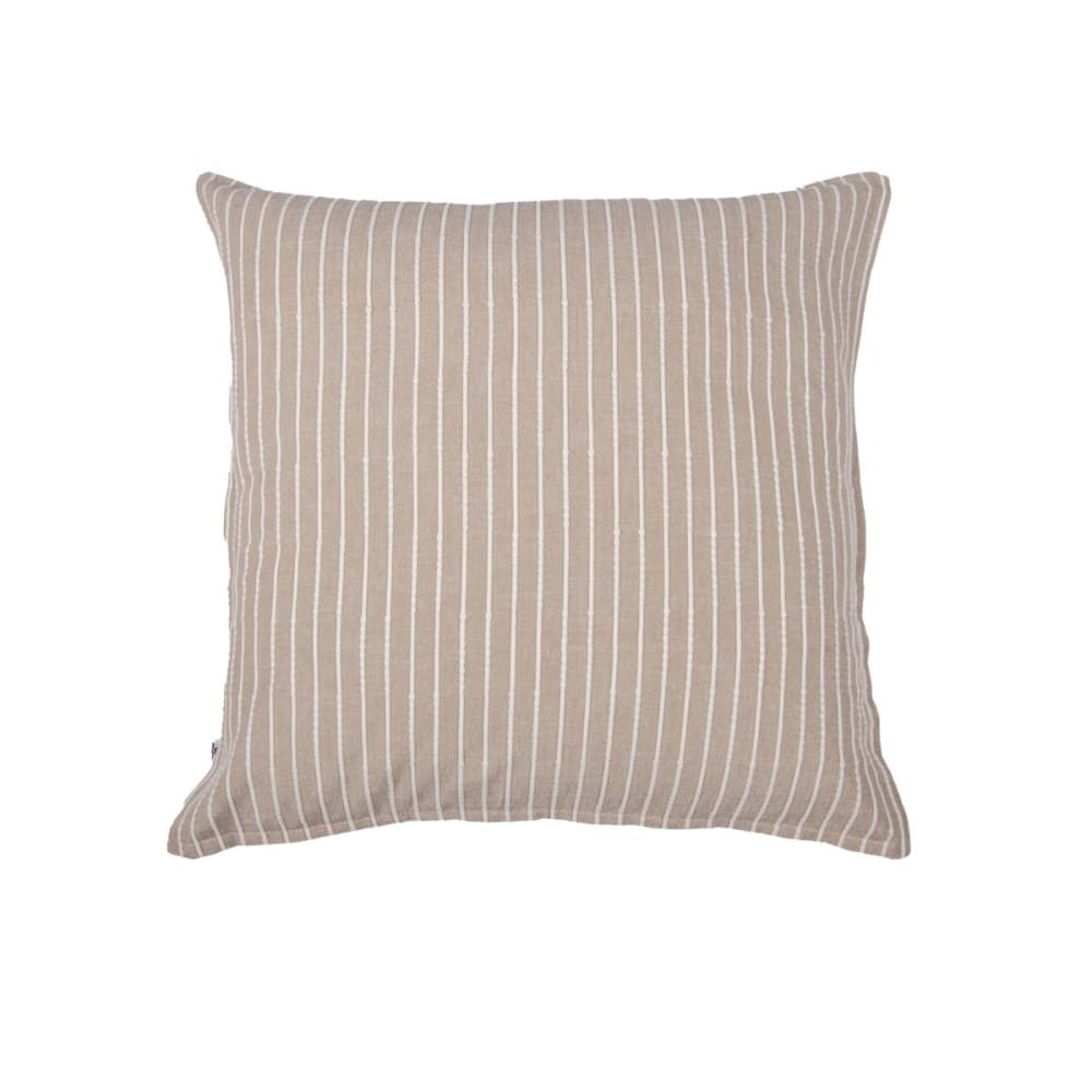 Taie d'oreiller 60x60cm coton tissage texturé coloris beige et blanc