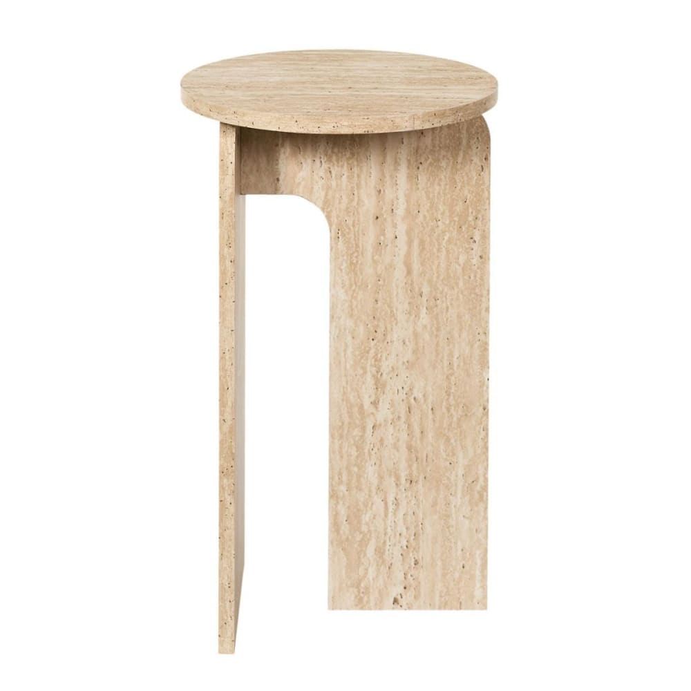 Table d'appoint ø30cm plateau et piétements en mdf aspect travertin