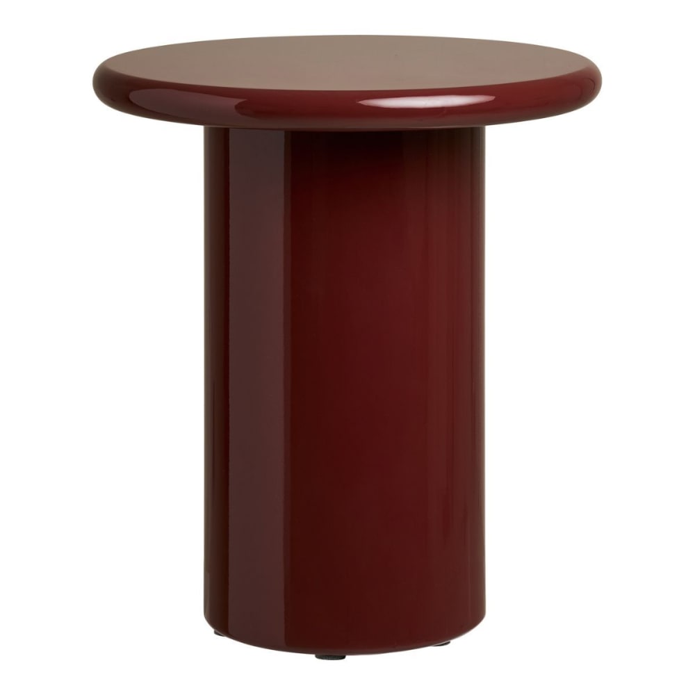 Bout de canapé ø45cm en mdf laqué rouge bordeaux