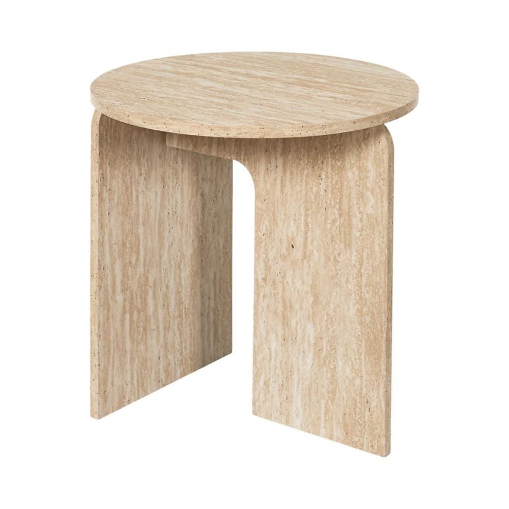 Table d'appoint ø45cm plateau et piétements en mdf aspect travertin