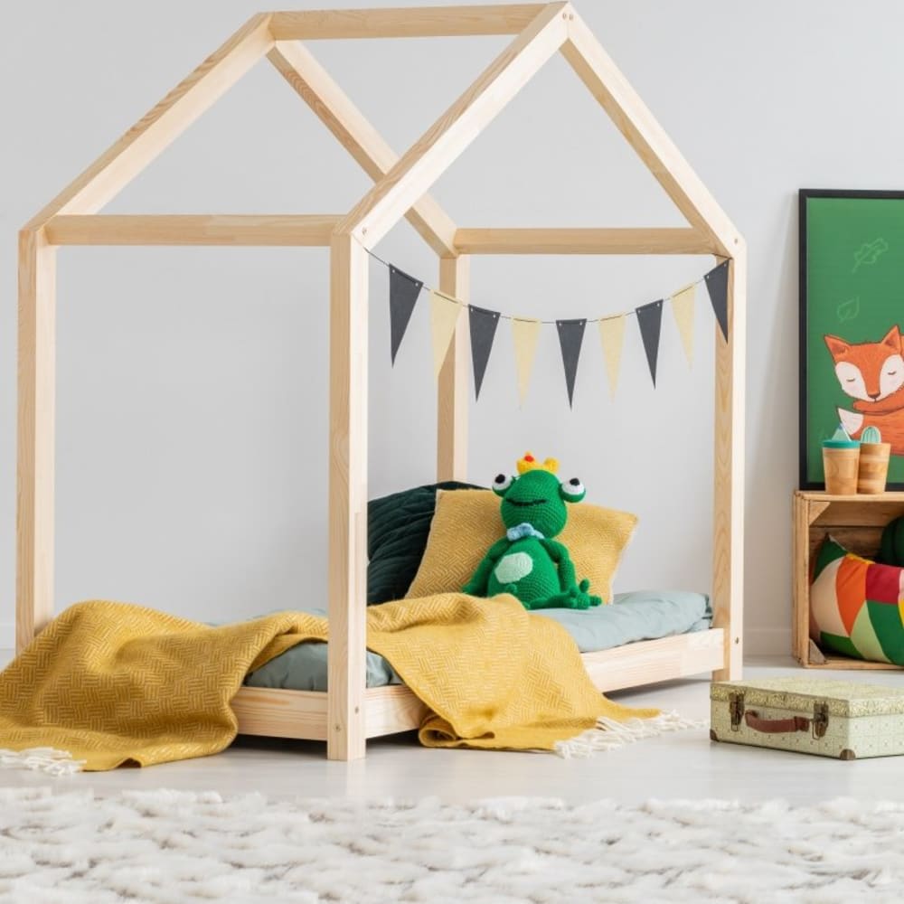 Kinder-Hausbett RM Massives Kiefernholz 100x180 - Maisons Du