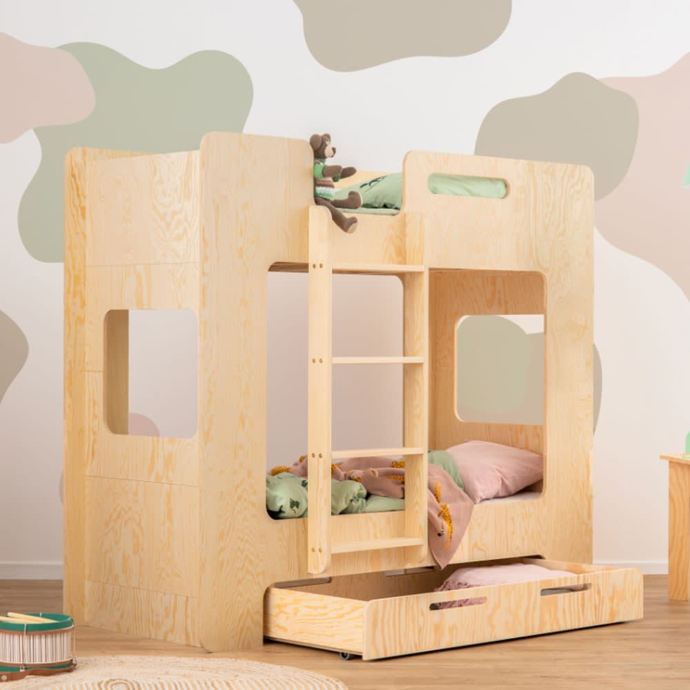 Kinder-Etagenbett SIMBA S Kiefern-Sperrholz 90x190 - Maisons Du