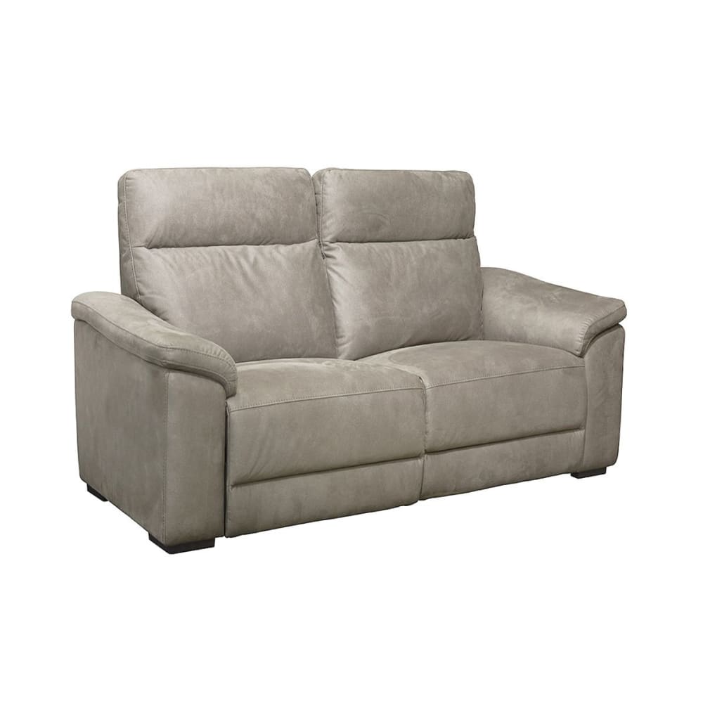 Canapé fixe 2 places tissu peau de pêche taupe Canapé fixe 2 places tissu peau de pêche taupe