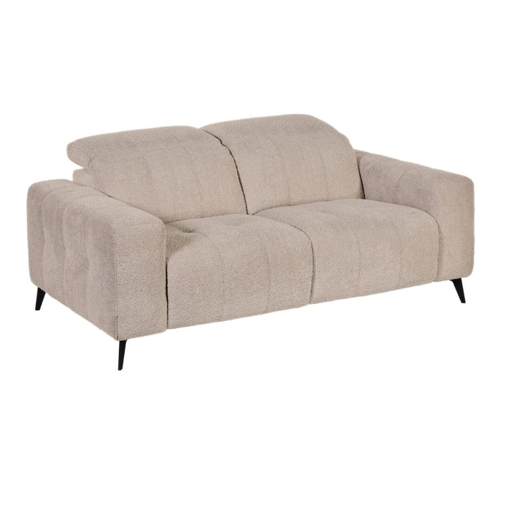 Canapé 2 places fixe en tissu poils courts sherpa taupe Canapé 2 places fixe en tissu poils courts sherpa taupe