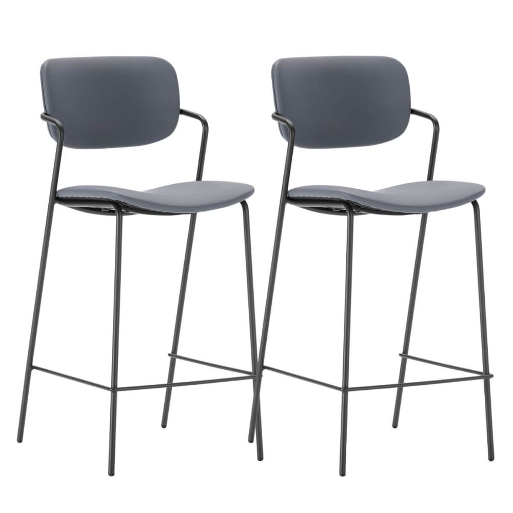 Lot de 2 tabourets de bar métal noir assise dossier en pu brique Lot de 2 tabourets de bar métal noir assise dossier en pu brique
