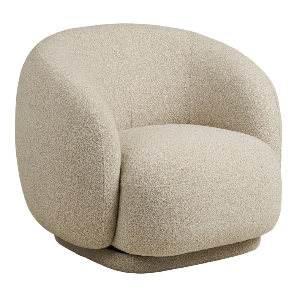 Fauteuil en tissu bouclé texturé beige pivotant