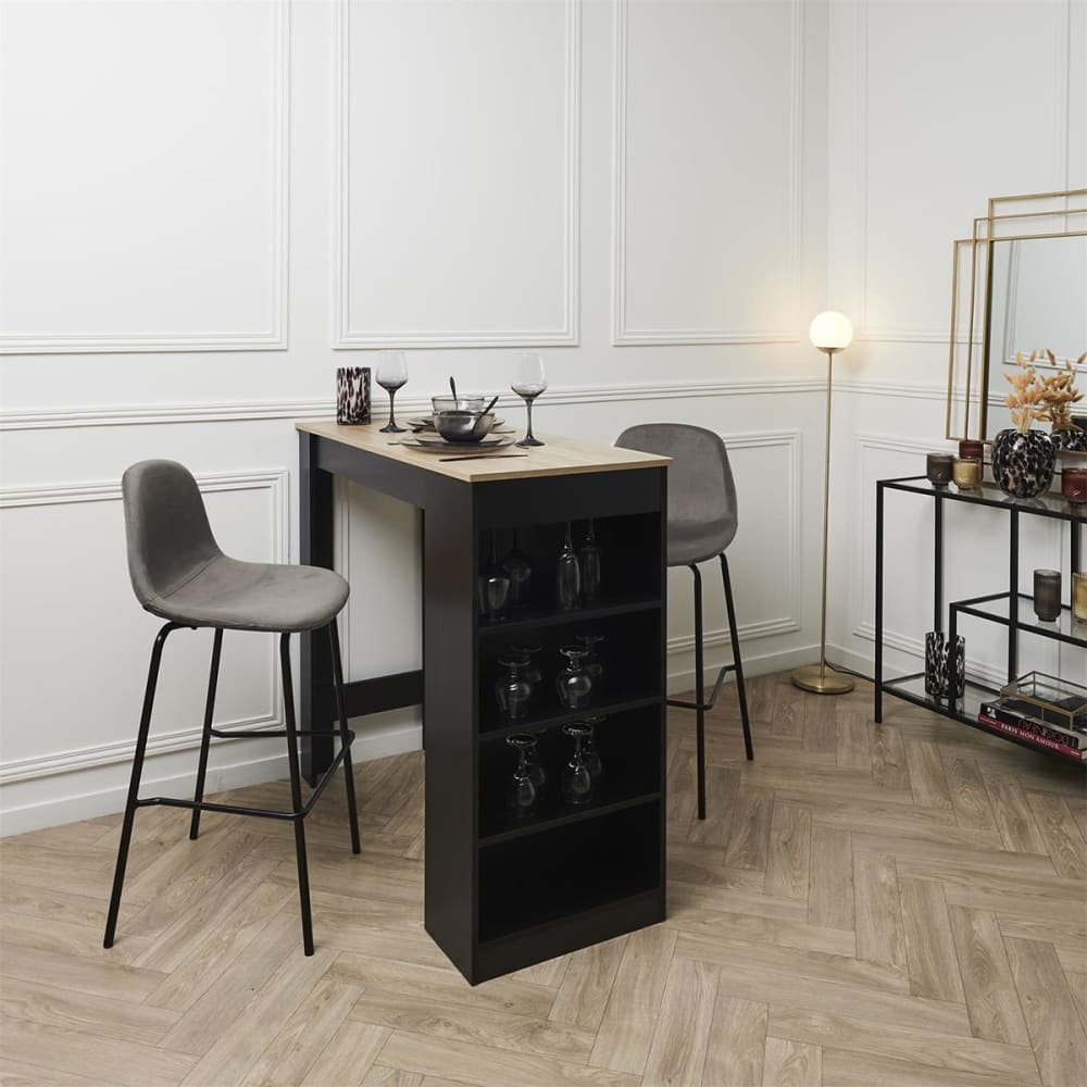 Lot de 2 tabourets de bar en velours côtelé gris