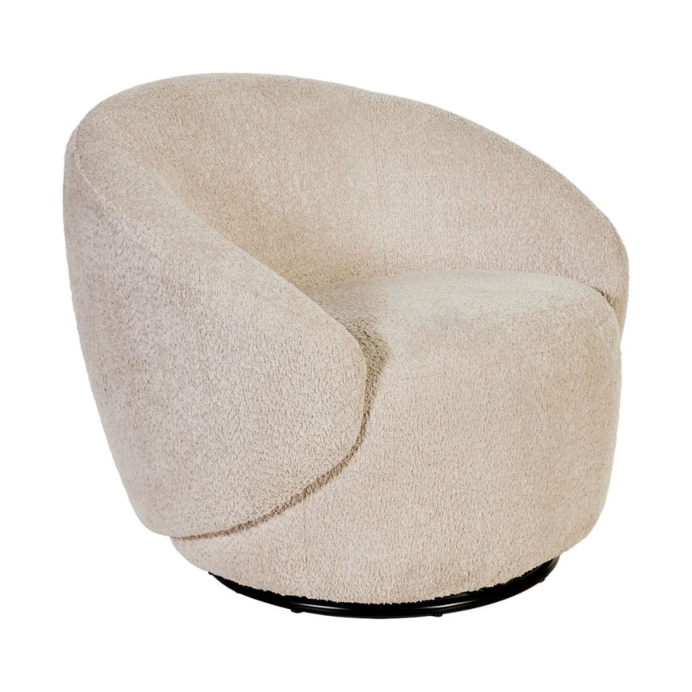 Fauteuil club pivotant en tissu poils courts style sherpa crème Fauteuil club pivotant en tissu poils courts style sherpa crème