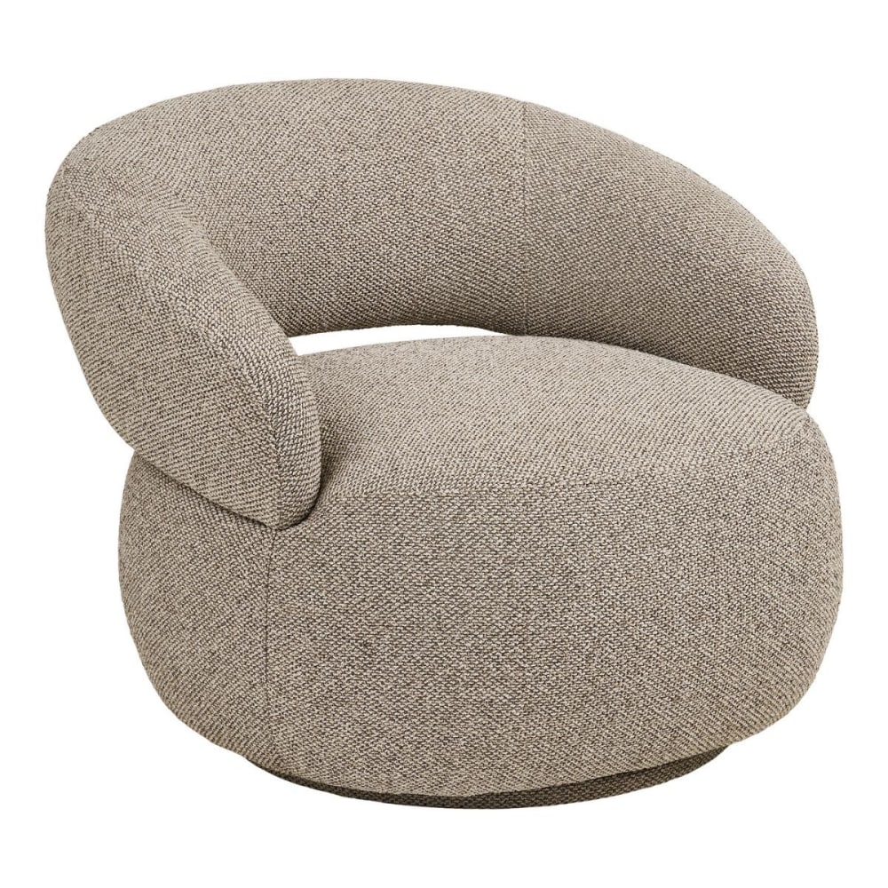 Fauteuil en tissu bouclé texturé beige chiné pivotant