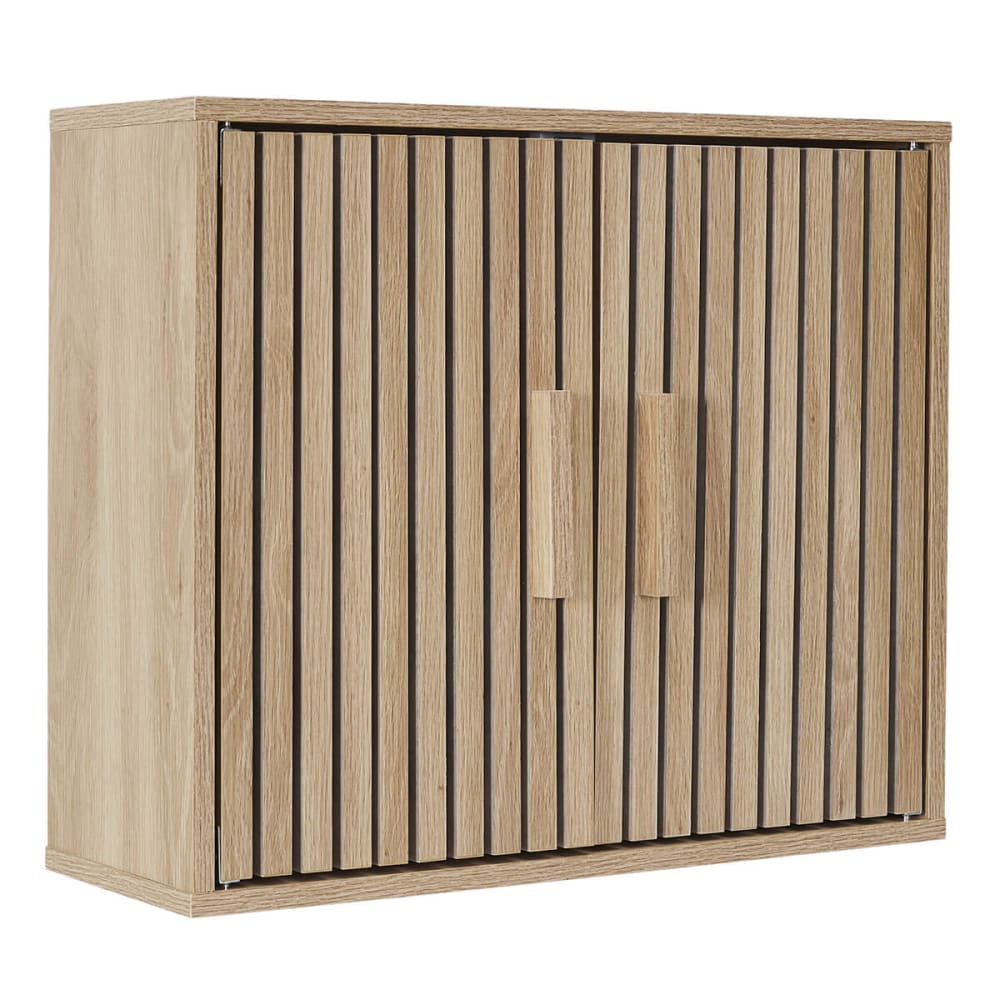 Armoire murale 2 portes effet bois avec tasseaux