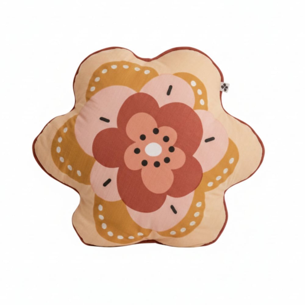 Coussin déhoussable coton motif et forme fleur