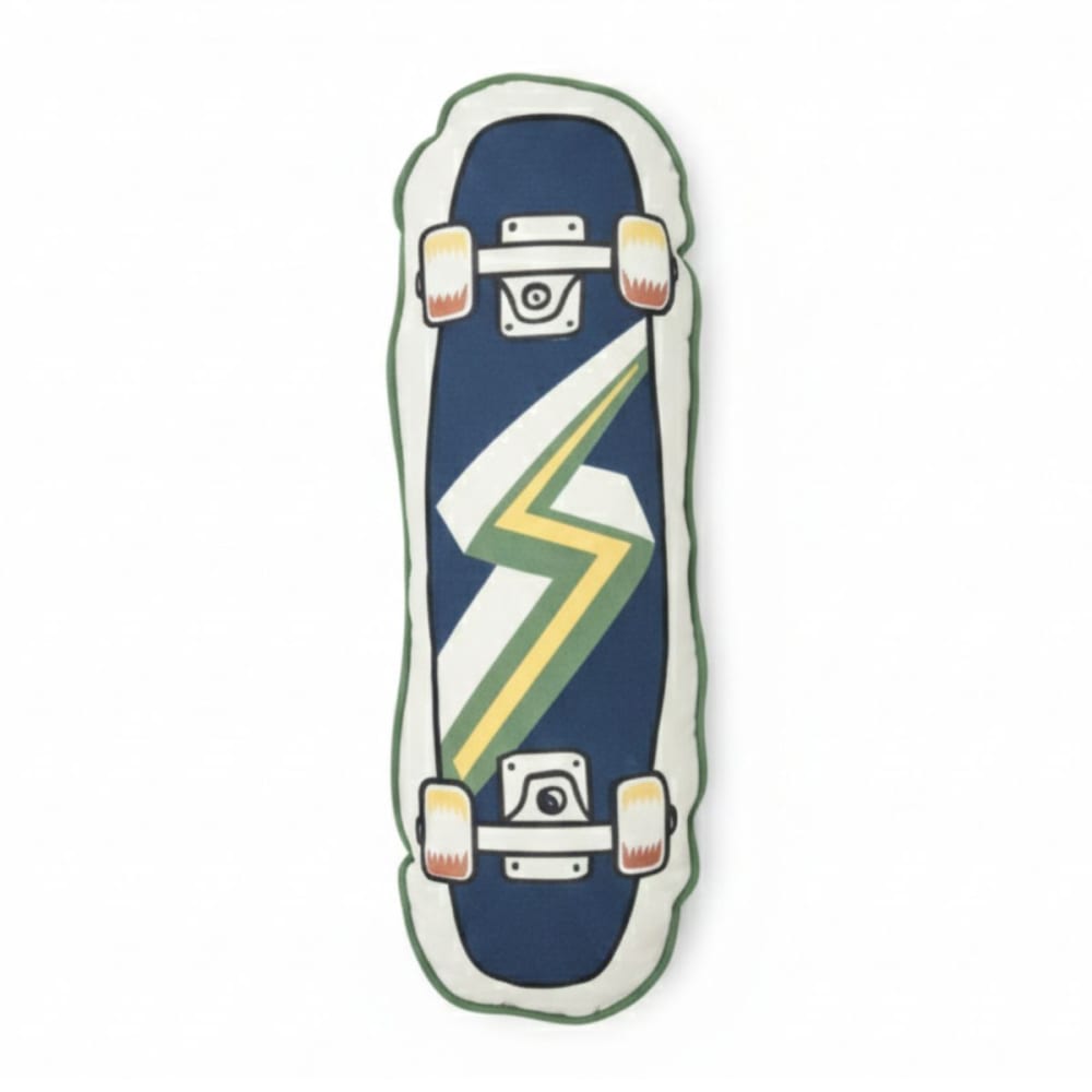 Coussin déhoussable coton motif et forme skateboard