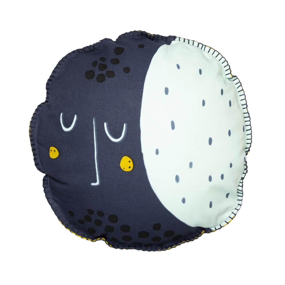Coussin déhoussable ø40cm motifs lune et soleil