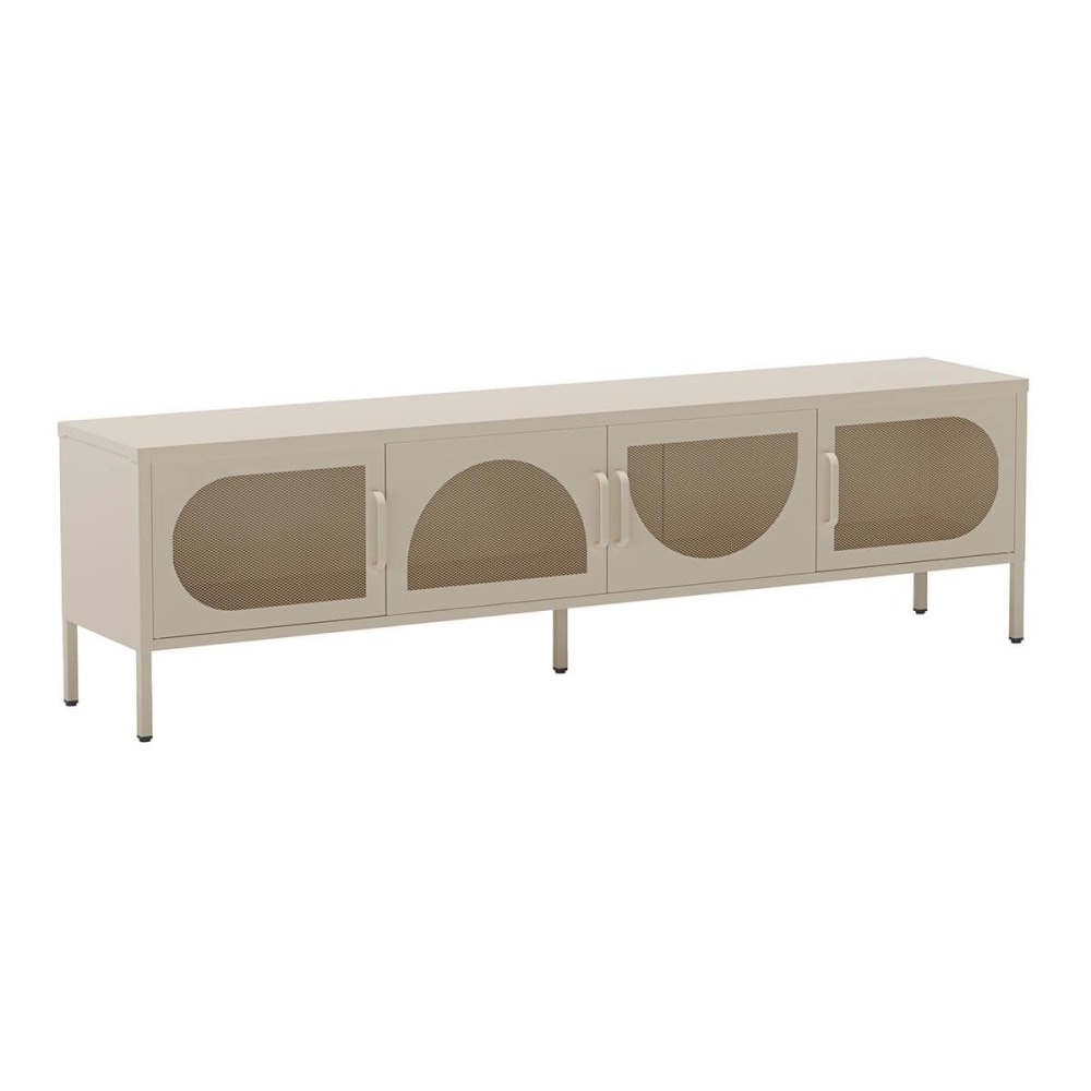 Meuble tv 180 cm 4 portes ajourées en métal crème Meuble tv 180 cm 4 portes ajourées en métal crème