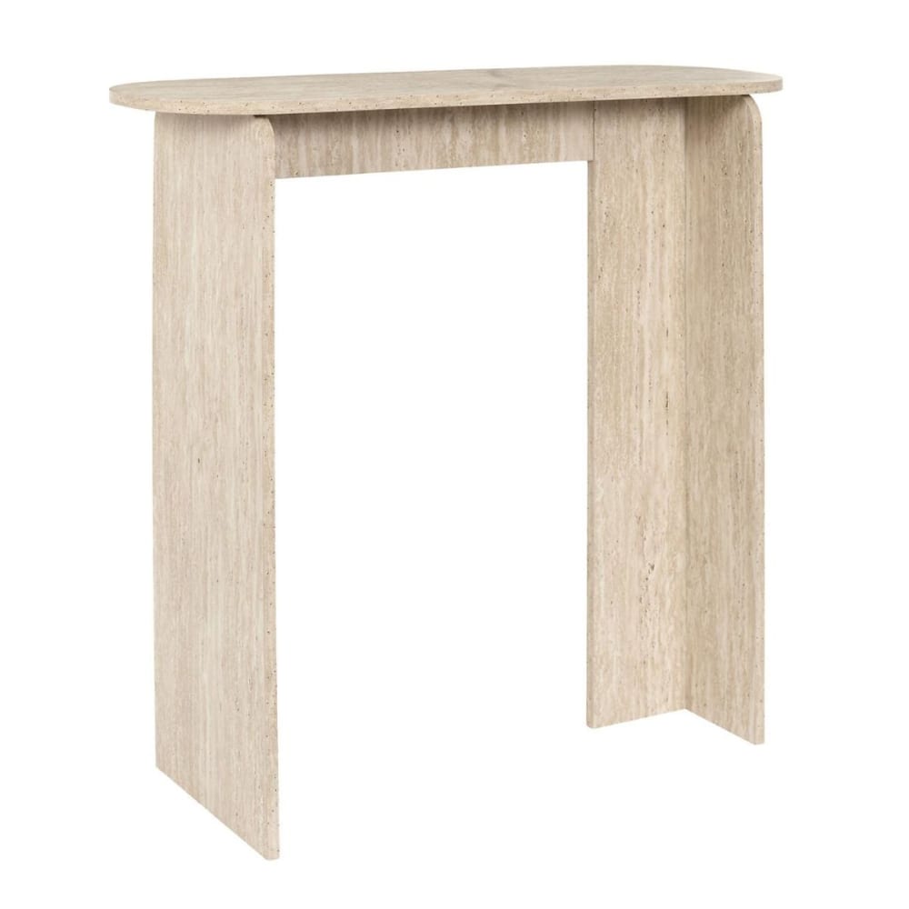Console plateau et piétements en mdf aspect travertin