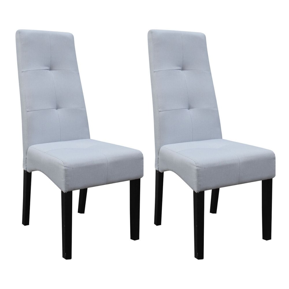 Lot de 2 chaises tissu gris clair capitonnées Lot de 2 chaises tissu gris clair capitonnées