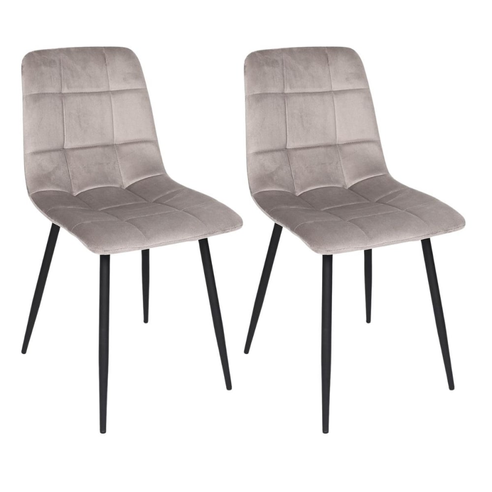 Lot de 2 chaises matelassées en tissu toucher doux taupe Lot de 2 chaises matelassées en tissu toucher doux taupe